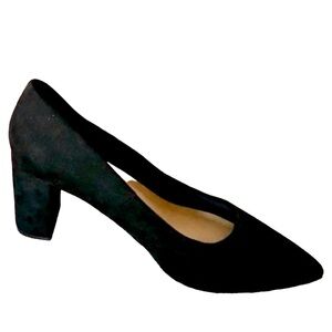 Black Suede 3”  Pumps Chunky heel shoes with Pointed Toe Size 8.5